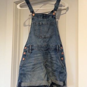 Light wash Overall-shorts